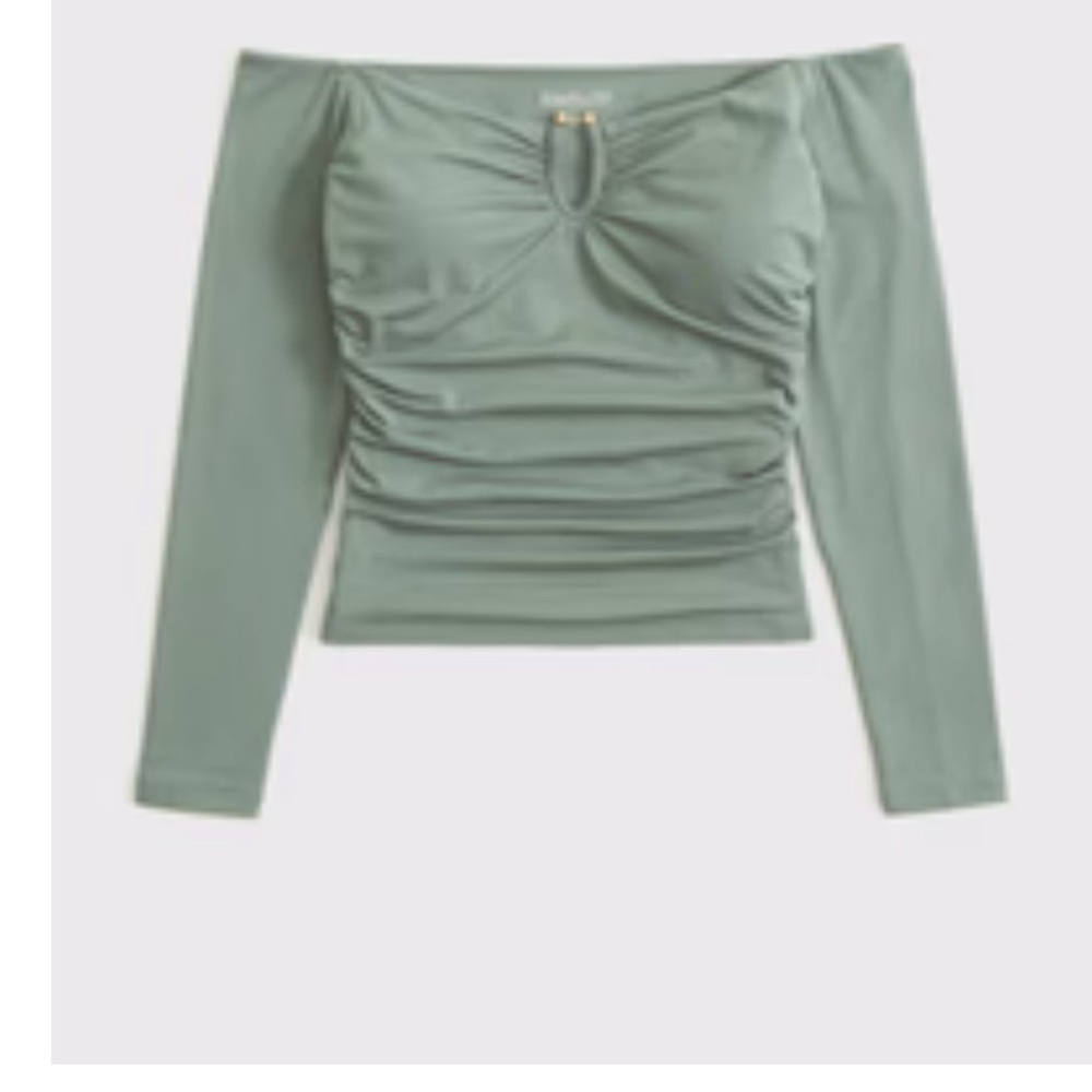 A&f Green Off-Shoulder Women's Top - Picture 2 of 5
